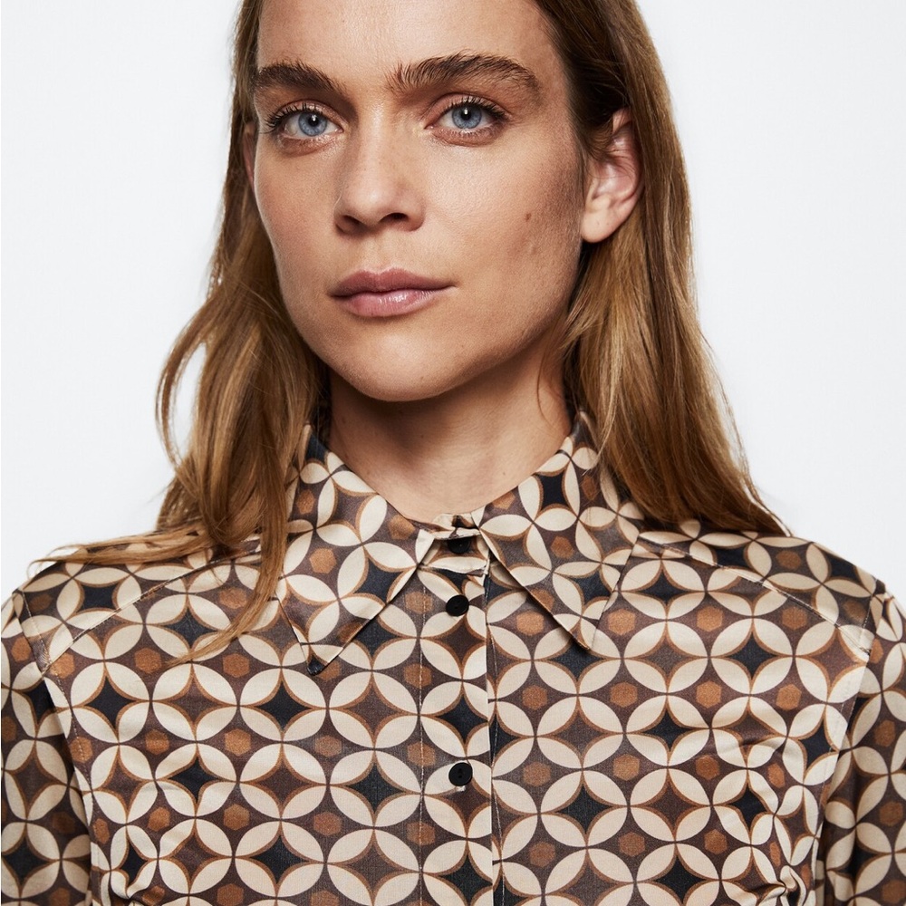 Mango 70s Pattern Button Down Shirt - image 3